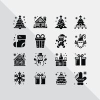 Set of essential 16 Christmas icons for web applications and design templates. vector