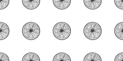 Round Lemon Slices. Hand drawn Sketch illustration. Seamless pattern of black ink outline of citrus fruit. Background for menu, package, cosmetic, textile vector