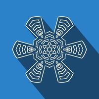 Long shadow filigree snowflake icon vector
