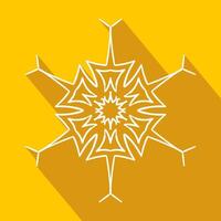 Long shadow filigree snowflake icon vector
