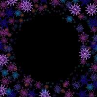 Rectangular frame with colorful small snowflakes vector