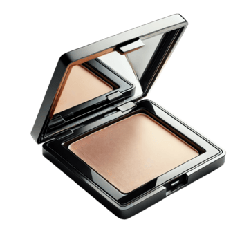 elegante compactar face pó dentro uma lustroso aberto caso com espelho, perfeito para sem falhas Maquiagem inscrição e retoques em a ir. png