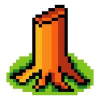 Tree stump in pixel art style vector