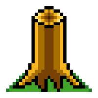 Tree stump in pixel art style vector
