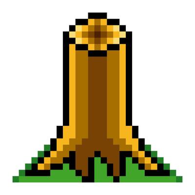 Tree stump in pixel art style
