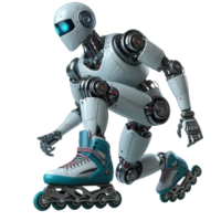 A realistic and futuristic skating robot, a beautiful robotics skating show. png