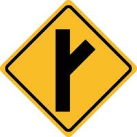 Unregulated intersection with an adjacent road icon. Y junction on right sign. U.S. three way junction symbol. Junction ahead warning logo. flat style. vector