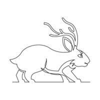 continuous mono line drawing of jackalope vector
