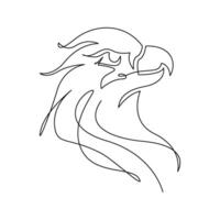 continuous mono line drawing of simple eagle head vector