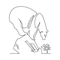 continuous mono line drawing of polar bear vector