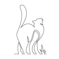 continuous mono line drawing of simple cat vector