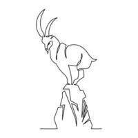 continuous mono line drawing of mountain goat vector