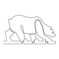 continuous mono line drawing of wild bear vector