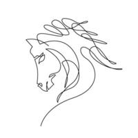 continuous mono line drawing of simple horse head vector