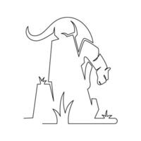 continuous mono line drawing of simple panther vector