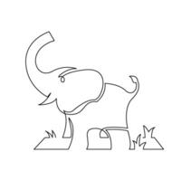 continuous mono line drawing of elephant vector