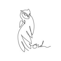 continuous mono line drawing of owl vector