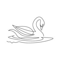 continuous mono line drawing of swan vector