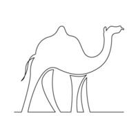 continuous mono line drawing of simple camel vector
