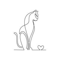 continuous mono line drawing of abstract cat vector