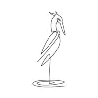 continuous mono line drawing of heron vector