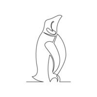 continuous mono line drawing of penguin vector