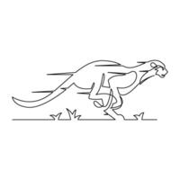 continuous mono line drawing of running cheetah vector