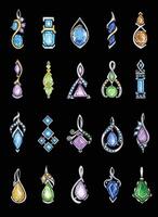 Fancy gems pattern pendant jewelry design hand drawing on paper and make graphic . vector
