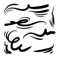 Doodle wind line sketch set. Hand drawn doodle wind movement, air blowing, vortex elements. Sketch of air blowing movement, abstract lines. vector