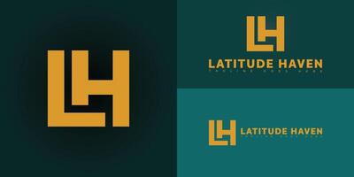 Abstract square initial letter LH or HL in gold color isolated on multiple background colors. The logo is suitable for business and consulting logo design inspiration templates. vector