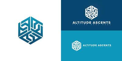 Abstract hexagon initial letter A or AA in blue color isolated on multiple background colors. The logo is suitable for startup accelerator logo design inspiration templates. vector