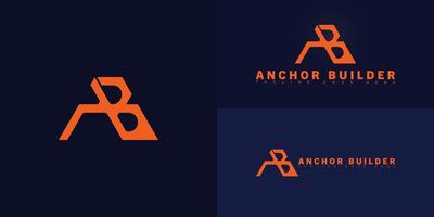 Abstract initial letter AB or BA in orange color isolated on multiple background colors. The logo is suitable for construction company logo design inspiration templates. vector