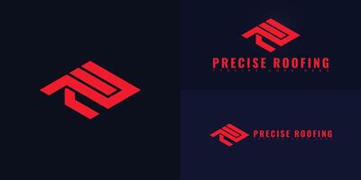 Abstract initial letter PR or RP in red color isolated on multiple background colors. The logo is suitable for roofing company logo design inspiration templates. vector