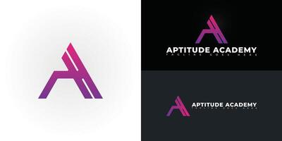 Modern triangle initial letter A or AA in purple-pink color isolated on multiple background colors. The logo is suitable for education website logo design inspiration templates. vector