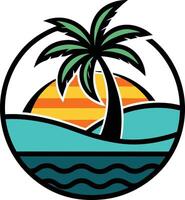 Beach icon with tropical island with trees isolated on white background vector