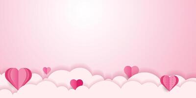 Romantic background with realistic design elements, Valentine's day banner background. Happy Valentines Day banners, paper art style. vector
