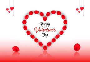 Happy valentines day with rose petal heart frame . Valentines Day greeting card template with typography text happy valentines day and red heart vector