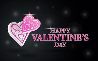 Happy Valentines Day Poster or Banner Card Design With black Background, greeting card, banner, and web ad. vector