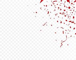 Red confetti falling on white background vector