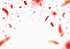 Falling shiny blue confetti isolated on white background. Bright festive tinsel of red color. vector