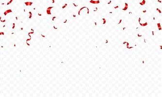 Red confetti , isolated on white background template. Festive party design elements. vector