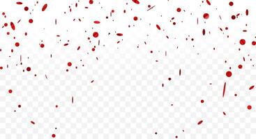 Red confetti template. Shiny ribbons falling on background. Design template for party, celebration and birthday. vector