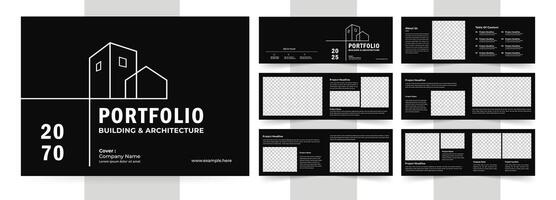 Landscape Architecture portfolio or portfolio layout template design, Black and White Portfolio Layout vector
