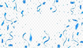 Blue confetti and ribbons. Celebration background template. Blue confetti background that is falling on background. vector