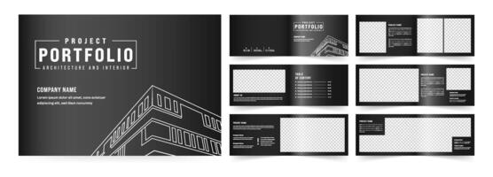 Landscape Architecture portfolio or portfolio layout template design, Black Portfolio Layout vector