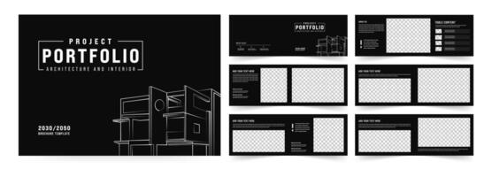 Landscape Architecture portfolio template or Portfolio layout design. A4 size brochure design for interior vector