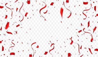 Red confetti and ribbons. Celebration background template. Blue confetti background that is falling on white background. vector