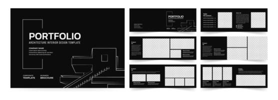 Landscape Architecture portfolio or portfolio layout template design, Black and White Portfolio Layout, A4 size brochure design vector