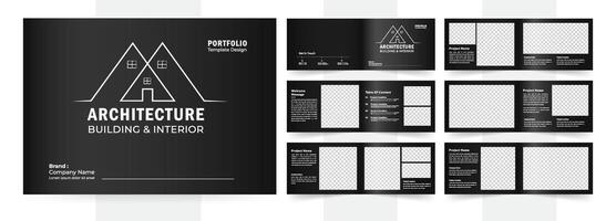 Landscape Modern Architecture and Interior Design Portfolio Template, Portfolio Brochure Layout, A4 Template vector
