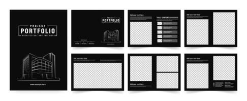 Architecture profile brochure template and interior portfolio layout design, a4 standard size print ready brochure template. vector